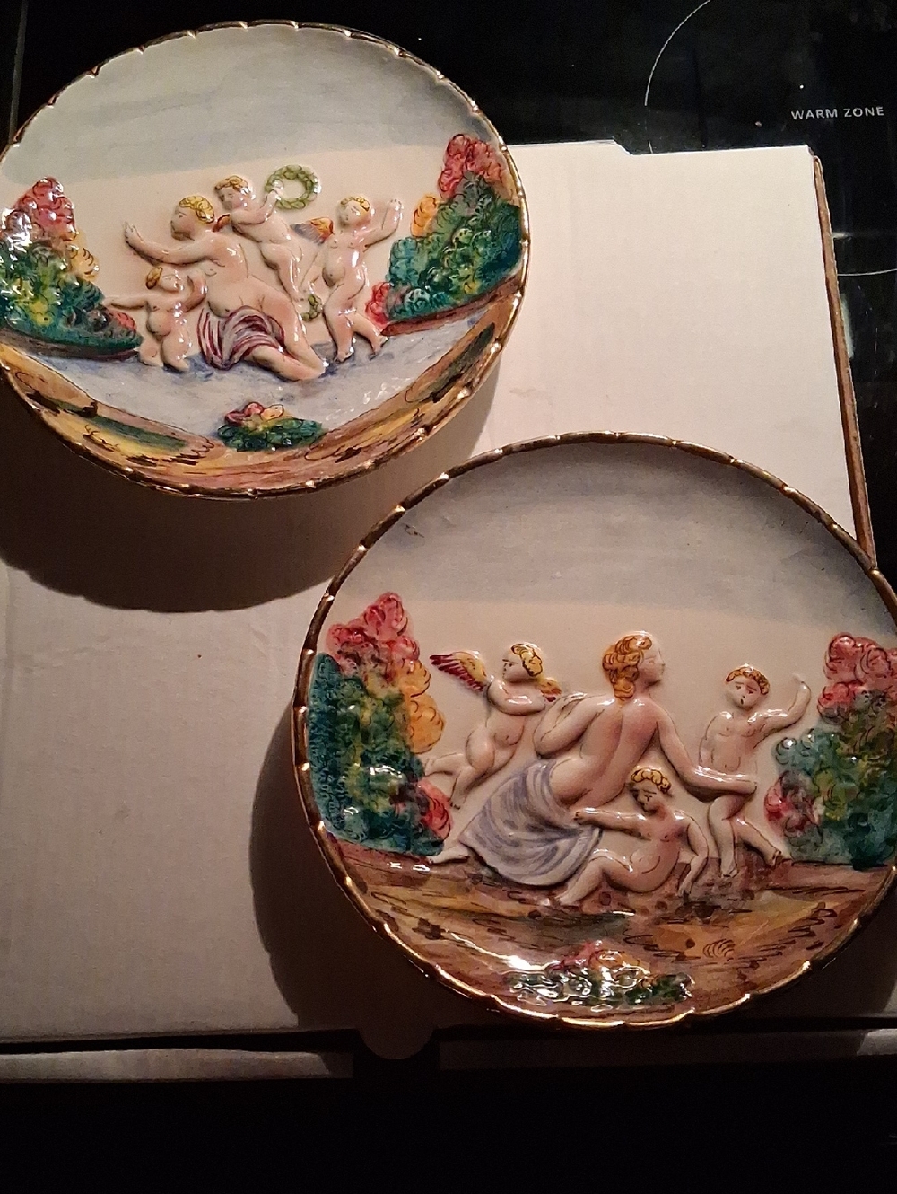 Capodimonte Italy Hand-Painted Cherub Wall Plaque Set - Multicolor